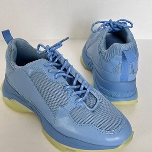 Blue and clear sneakers